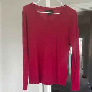 Tahari Deep Pink V-Neck Sweater